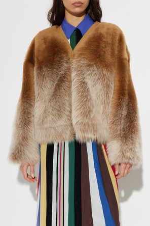 Loewe Brown fur coat with pockets