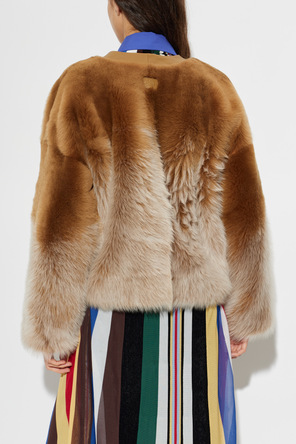 Loewe Brown fur coat with pockets