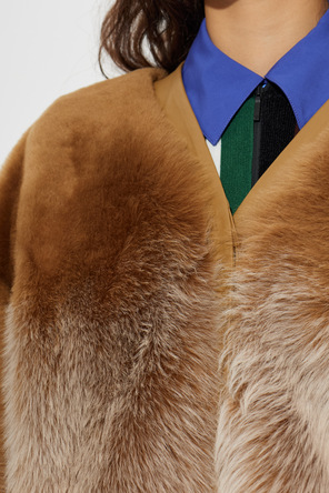 Loewe Brown fur coat with pockets