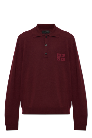 Long-sleeve wool polo