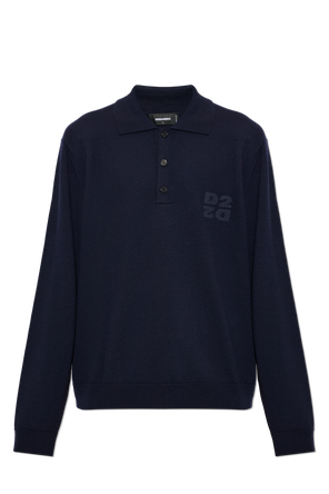 Long-sleeved wool polo