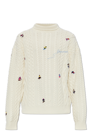 Wool turtleneck with embroidered logo