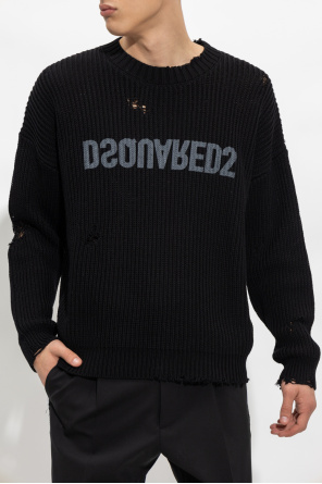 Dsquared2 Aries Beige Alpaca Blend Sweater With Logo