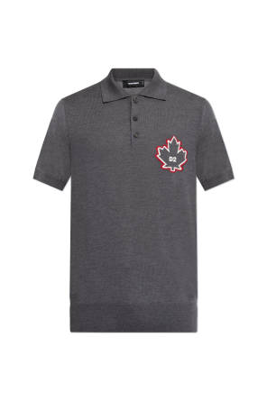 Wool polo with embroidered logo
