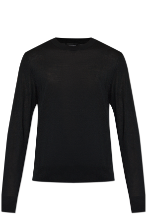 Wool sweater with embroidered logo