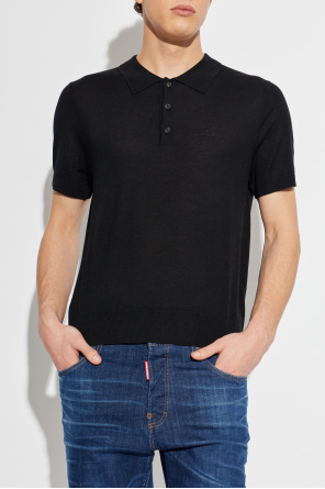 Dsquared2 Polo de lana con logo bordado