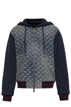 Cardigan made of combined fabrics