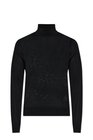 Wool turtleneck with embroidered logo