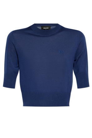 Wolltop mit gesticktem Logo