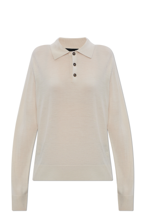 Wool long-sleeve polo