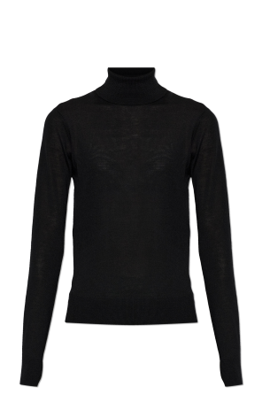 Wool turtleneck with embroidered logo