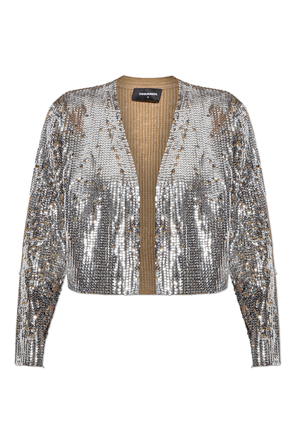 Dsquared2 Wełniany kardigan z połyskującymi cekinami