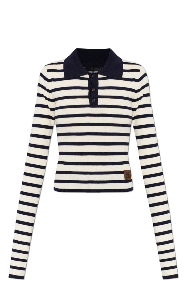 Wool polo shirt with striped pattern od Dsquared2
