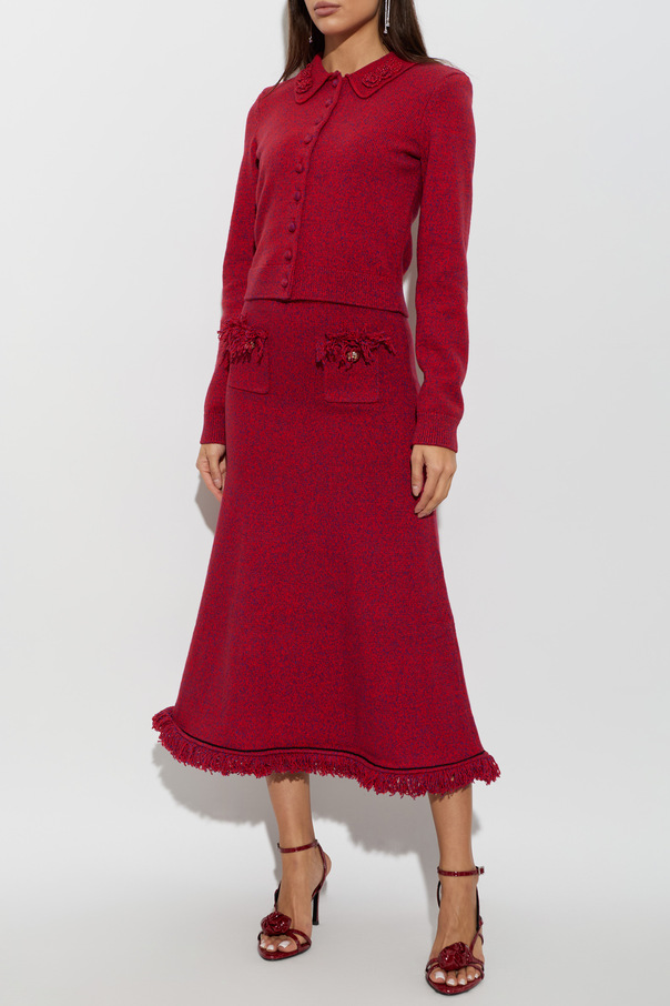 Self-Portrait Cardigan with appliqué on the collar