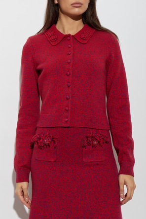 Self-Portrait Cardigan with appliqué on the collar