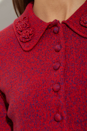 Self-Portrait Cardigan with appliqué on the collar