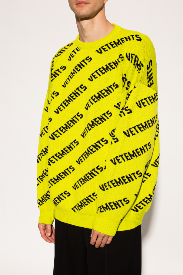 Vetements Oversized Logo Knitwear Neon Yellow