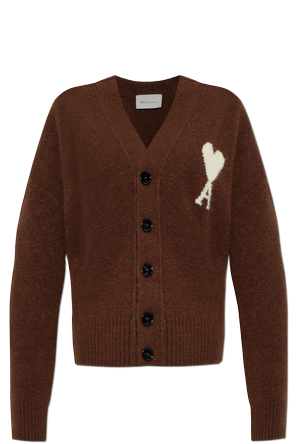 Wool cardigan with logo