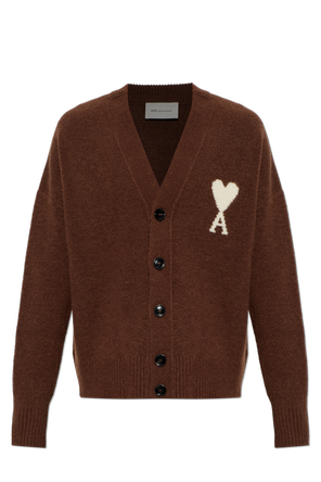Wool cardigan with logo