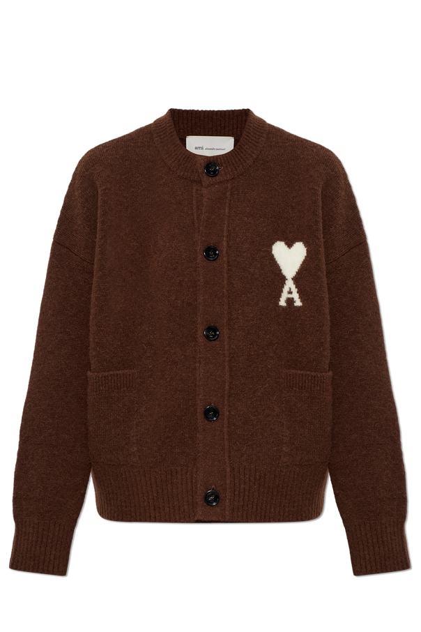 Wool cardigan with logo od Ami Alexandre Mattiussi