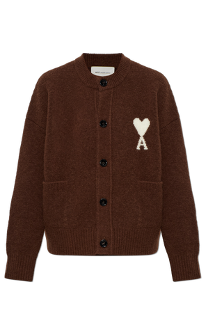 Wool cardigan with logo