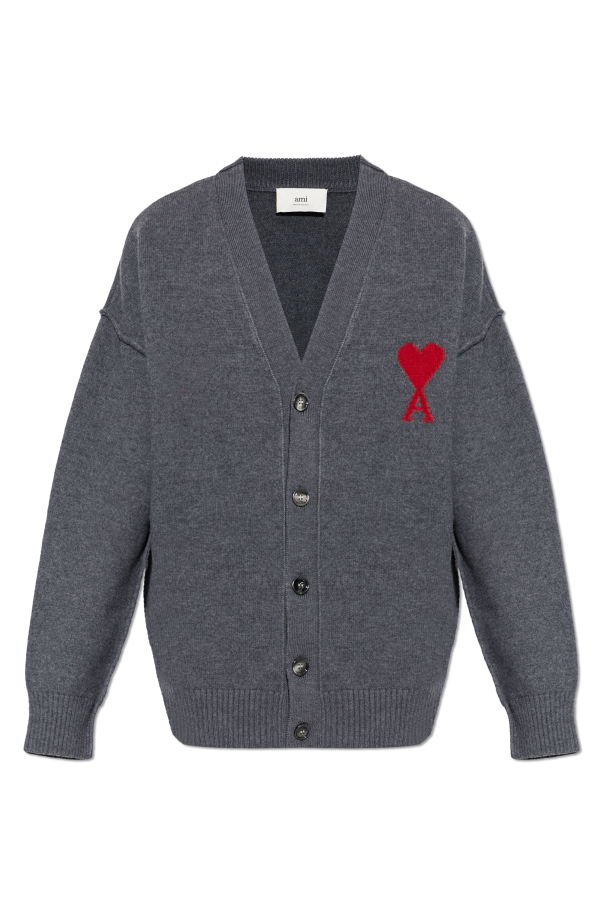 Wool cardigan with logo od Ami Alexandre Mattiussi