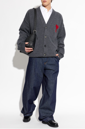 Wełniany kardigan z logo od Ami Alexandre Mattiussi