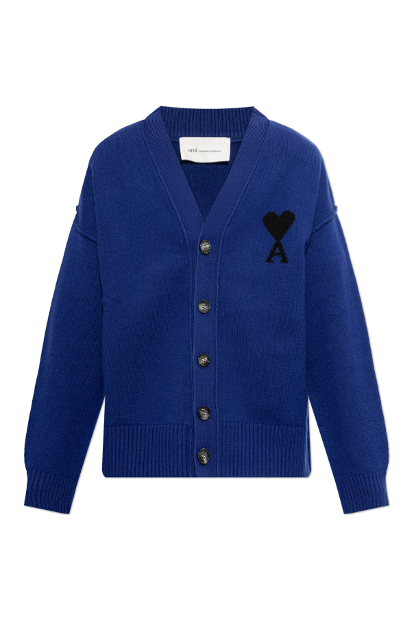 Wool cardigan with logo od Ami Alexandre Mattiussi
