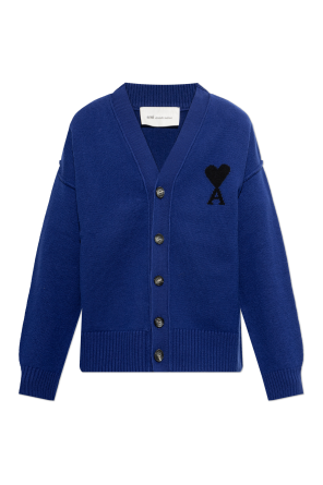Wool cardigan with logo