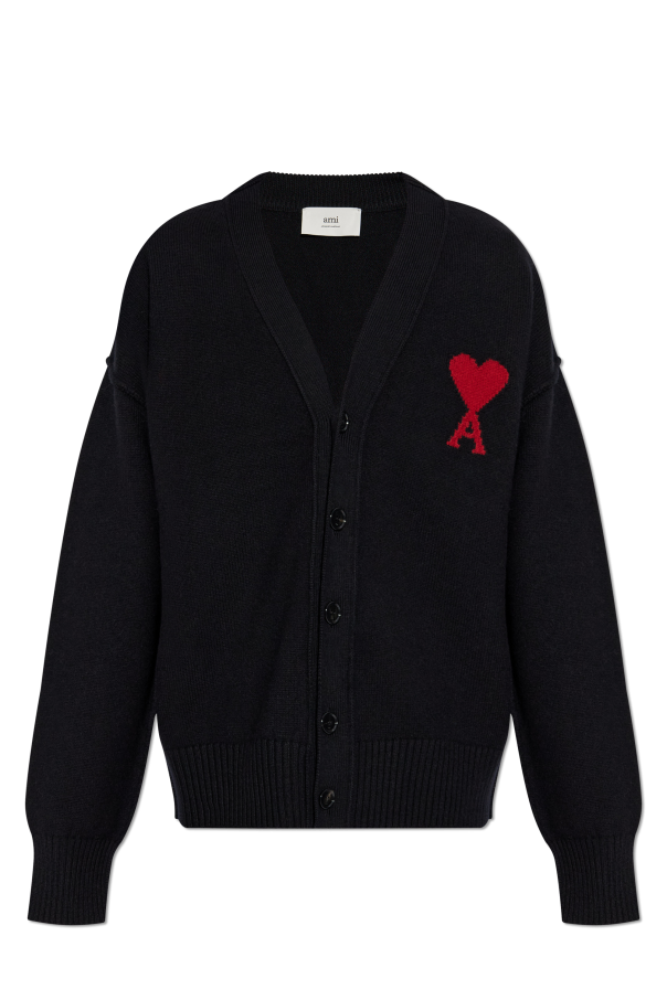 Wool cardigan with logo od Ami Alexandre Mattiussi