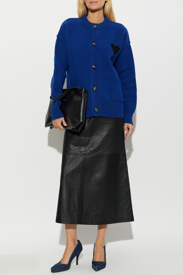 Ami Alexandre Mattiussi Wool cardigan with embroidered logo