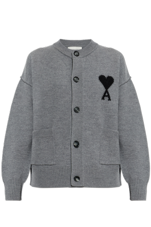 Wool Cardigan with Logo