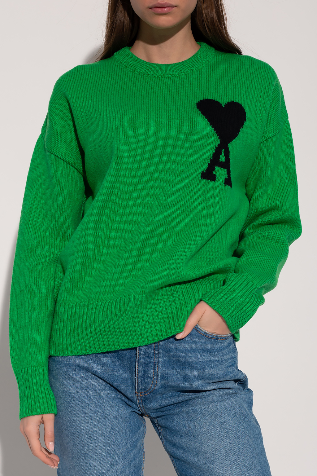 logo-trim pullover sweatshirt Wool sweater with logo