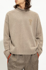 Ami Alexandre Mattiussi beige Wool turtleneck sweater with logo