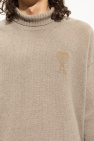 Ami Alexandre Mattiussi beige Wool turtleneck sweater with logo