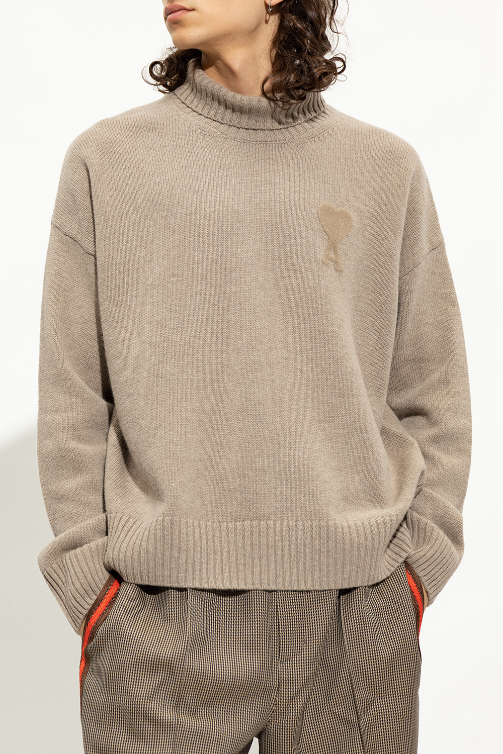 Ami Alexandre Mattiussi Wool turtleneck sweater man with logo