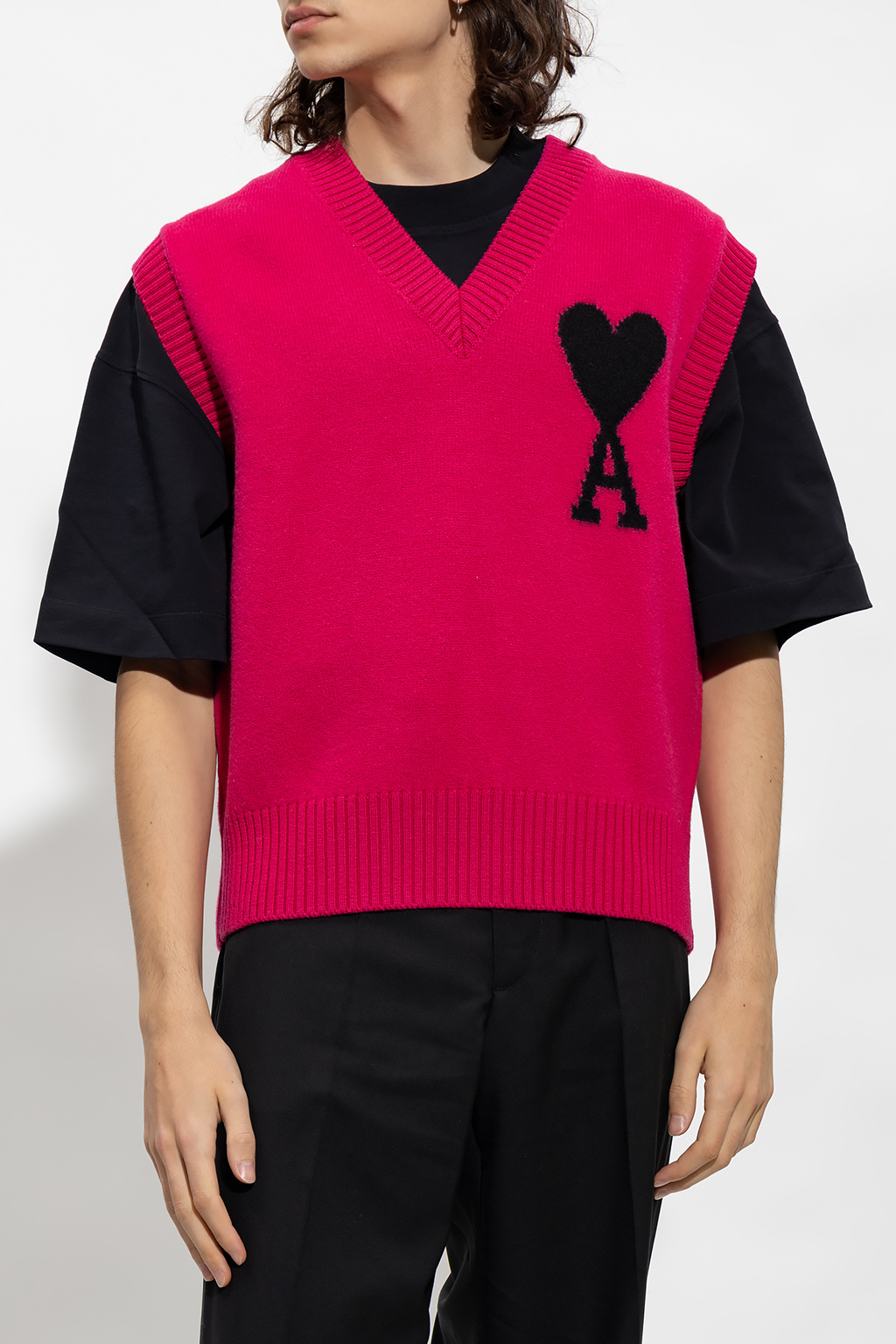 Print Knit Shirt Vest with logo