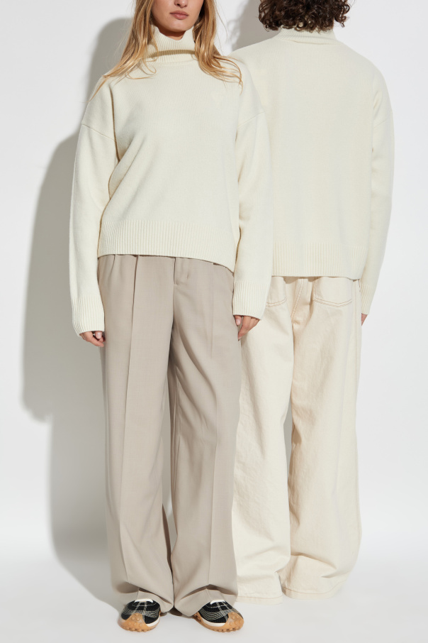 Ami Alexandre Mattiussi Suéter de lã de gola alta com logotipo