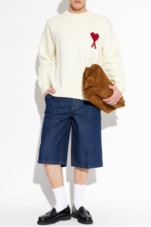 Wełniany sweter z logo od Ami Alexandre Mattiussi