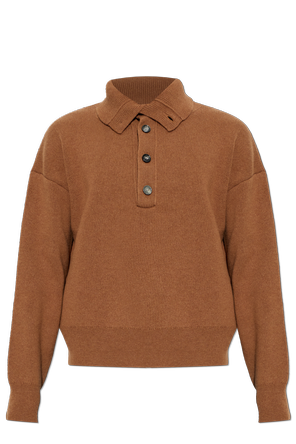 Wool turtleneck sweater with embroidered logo
