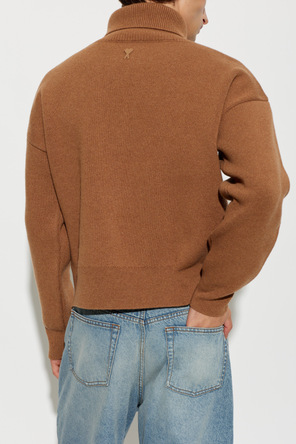 Ami Alexandre Mattiussi Wool turtleneck sweater with embroidered logo