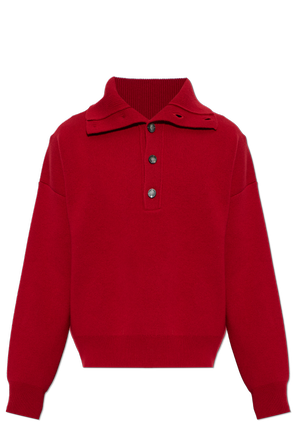 Woll-Rollkragenpullover mit eingenähtem Logo