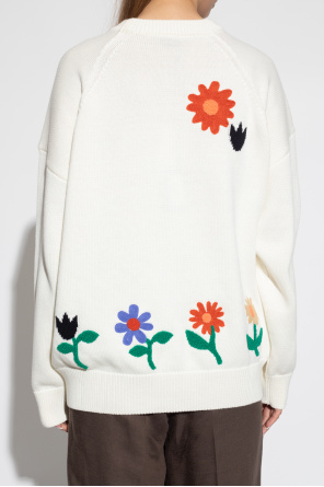 MSGM logo-embroidered sweatshirt dress Floral sweater