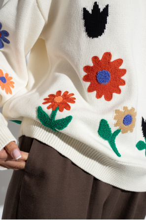 MSGM logo-embroidered sweatshirt dress Floral sweater