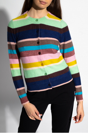 silver line detail shirt Striped cardigan