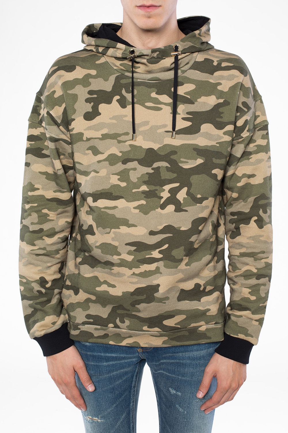 balmain camo hoodie