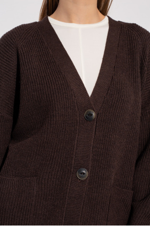 fur-trim denim jacket Blue  Wool cardigan