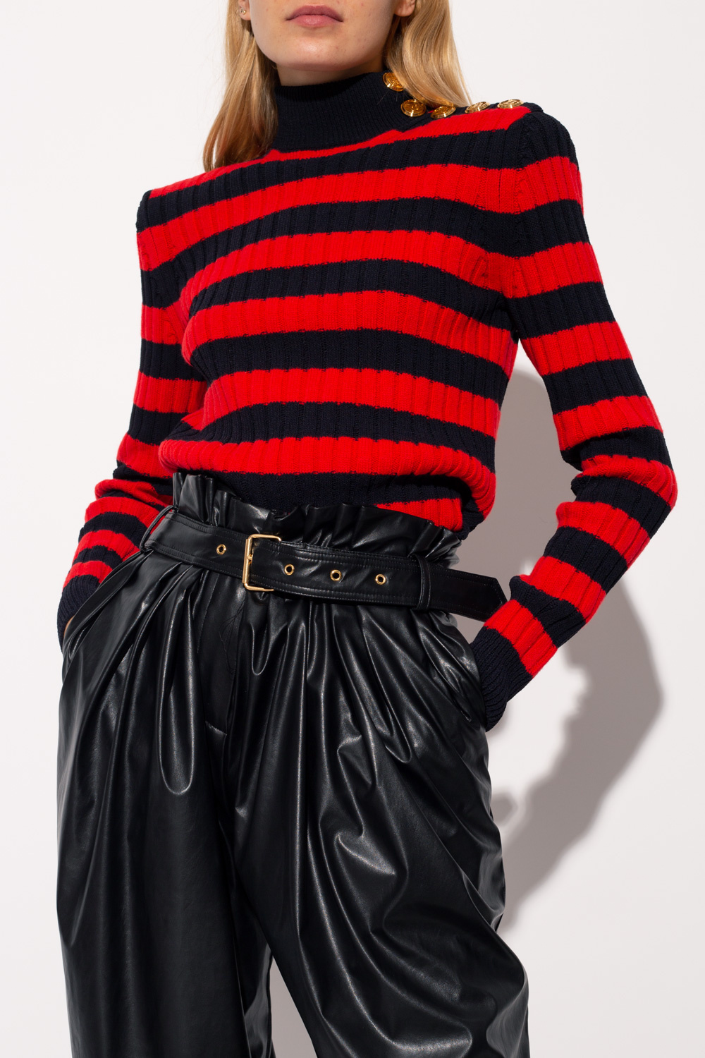 balmain Women Sweater with standing monogram-intarsia