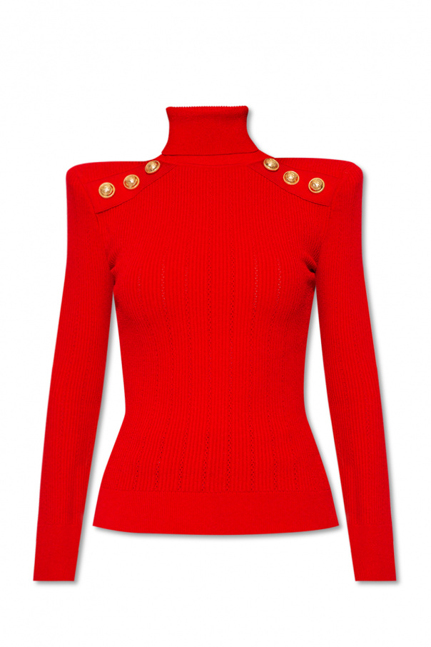 Balmain Balmain buttoned-shoulder knitted top