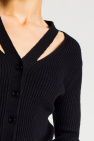 proenza Beige Schouler White Label chunky-knit cardigan Black Rib-knit cardigan